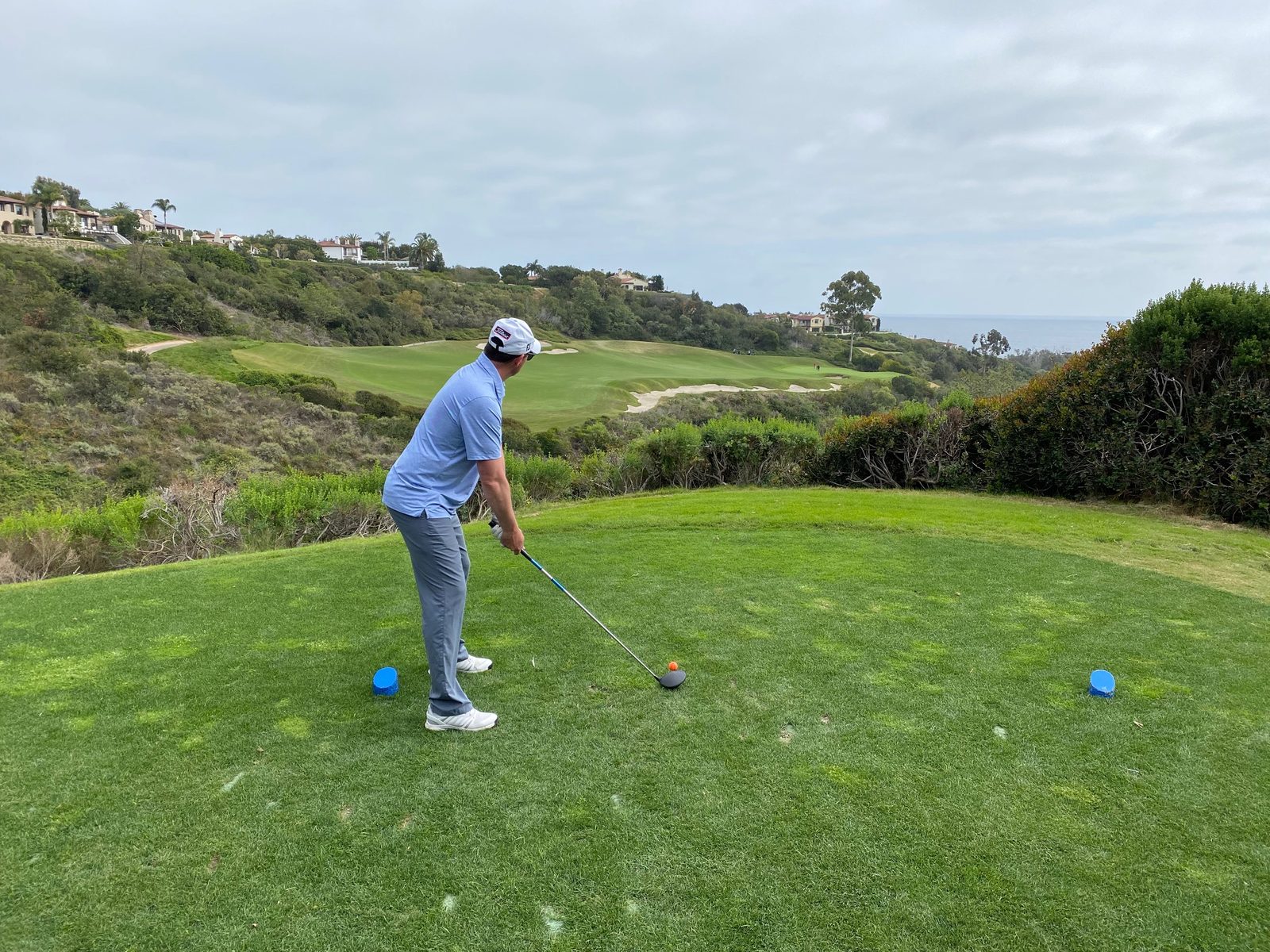 Ryan teeing off at Pelican Hill Golf Club, Newport Beach.